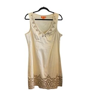 Hale Bob Embroidered lace & beaded detail  Cream Sleeveless Dress resortwear
